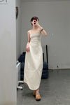 SWAYING/KNIT Knitted Panel Skirt SW22SSL53 Beige/White PS48